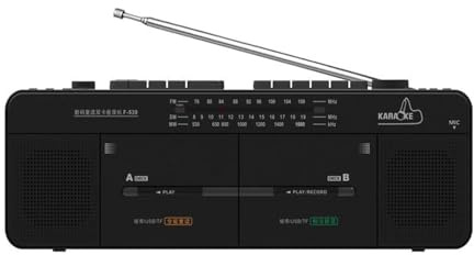 Registratore a doppia cassetta con radio FM/SW/MW, riproduzione di schede MP3/USB/TF e registrazione one-touch, lettore audio vintage tutto in uno