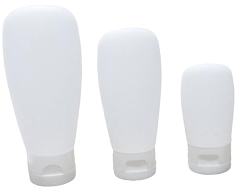 HEANUJJ 3 pièces Set de Flacons Vides Silicone Souple Bouteilles Rechargeables pour Lotion Cosmétiques Voyage et Randonnée Formats Légères et Durables Faciles à Ouvrir et Refermer