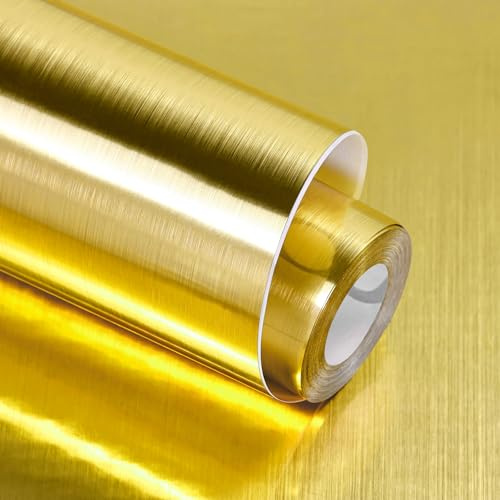 Gold Folie Selbstklebend Metallfolie Dekorative Vinylfolie Klebefolie Dekorfolie für Möbel, Küchenschränke, Akzentwände als Renovierungsfolie60X300cm40X300cm