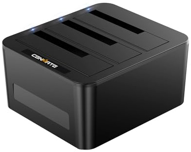 CENMATE Hard Drive Docking Station, 3 Bay HDD Docking Station for 2.5/3.5 inch SATA SSD/HDD, USB 3.0 A/C Cable, Support Hot Swap