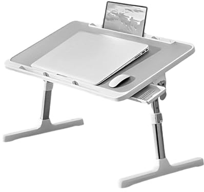 Table de lit pliable pour ordinateur portable - Hauteur et angle réglables - Avec tiroir et USB - Support pour ordinateur portable - Pour le travail, l'apprentissage à la maison, les voyages