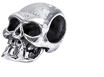 NKlaus Bartperle Totenkopf aus 925er Sterlingsilber, für Biker, 1 Stück | Breite 10,3mm; Höhe 5,4mm; Gewicht 1,2g