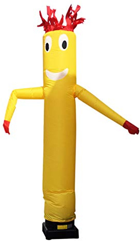 Tubo inflable para hombre cielo, títere bailarín, divertido chico inflable para publicidad de festivales (sin soplador) (amarillo, 10 pies)