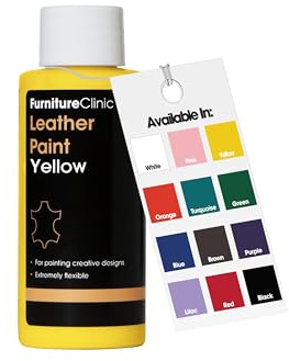 Peinture Cuir Furniture Clinic – Teinture Tous Types de Cuir : Chaussures, Sacs à Main, Vêtements – Souple et Résistante (jaune, 50 ml)