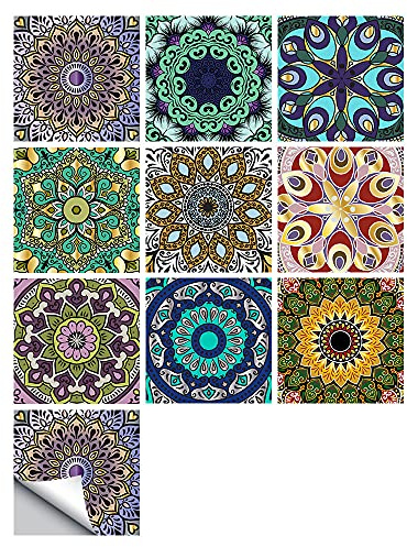 ANCLLO 20 adesivi per piastrelle in stile marocchino, 10 x 10 cm, impermeabili, rimovibili per bagno e cucina