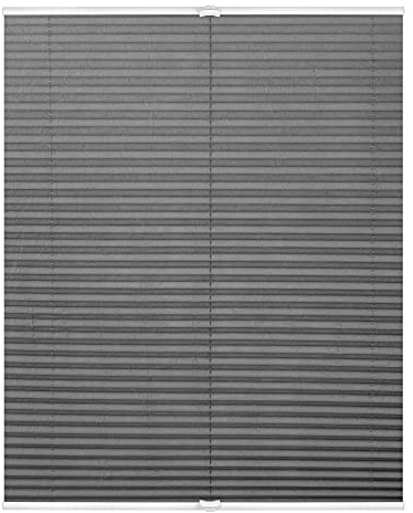 Lichtblick Plissee Klemmfix, ohne Bohren, verspannt, lichtdurchlässig, Blickdicht, Uni, mit eleganter Crushed Optik Hellgrau,120 cm x 130 cm (B x L)