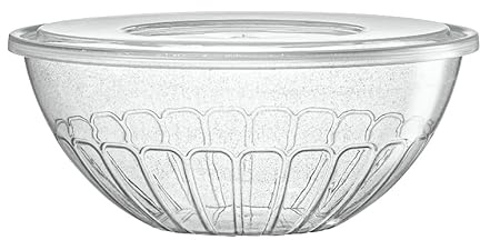 Decorline Schüssel 3er Set 2,5 Liter Mit Deckel |Runde Schale Obstschalen Servierschalen Salatschüssel | bruchsicher, Wiederverwendbar, BPA-frei | Salatschale Kunststoff (3 x 24cm, Glitter Silber)