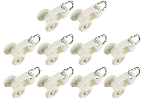 METALLIXITY Curtain Track Rollers (14mm/0.55) 30Pcs, Plastic Twin Wheeled Carriers Drapery Rail Sliding Gliders - for Home Window Curtain Tracks