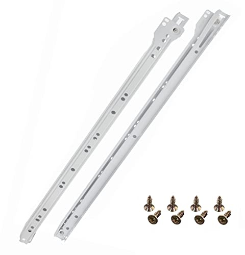 Guía deslizante HELPMATE 500 mm, 1 par, juego de 2, riel, riel para cajones, cajón extraíble, sistema de rieles, cajón extraíble parcial, blanco, incl. material de fijación