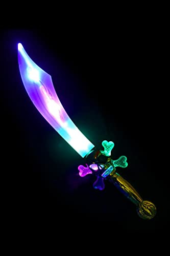 Smiffys LED Light Up Curved Pirate Sword Batteries Included, 40cm, Leisure Products Fancy Dress, Child Dress Up Jokes & Novelties