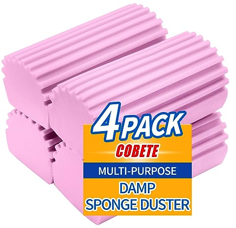 COBETE Esponja limpiadora húmeda, paquete de 4 gomas de borrar mágicas, esponja reutilizable para limpieza del hogar para persianas, vidrio, zócalos, radiadores, ranuras para rieles de ventana (rosa)