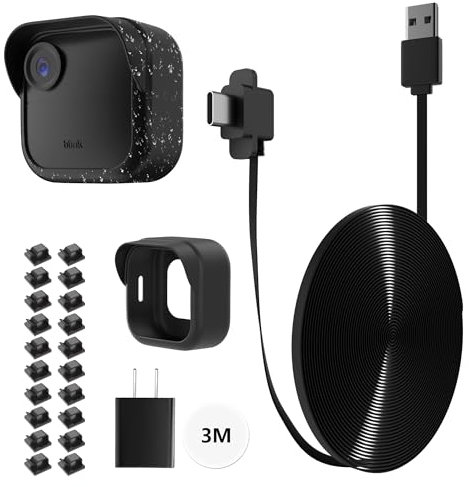 SSCEHCNY 26ft/8m Power Cable and Adapter Compatible with Blink Outdoor 4 (4th Gen), Blink USB Extension Pack,Weatherproof Outdoor, Flat Charging Cable Charger