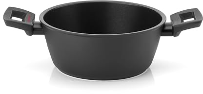 Guzzini - Casseruola in alluminio con doppi manici, antiaderente, 20 cm, Nero COOK&PLUS