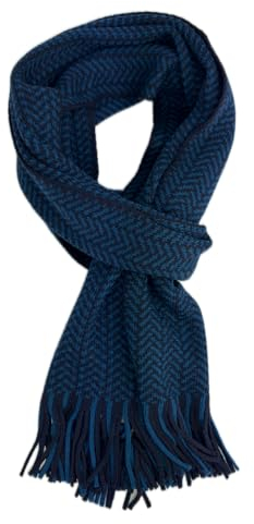 Rotfuchs Strickschal Herrenschal Damenschal Winterschal warm angenehm weich Fischgratmuster in petrol und marine