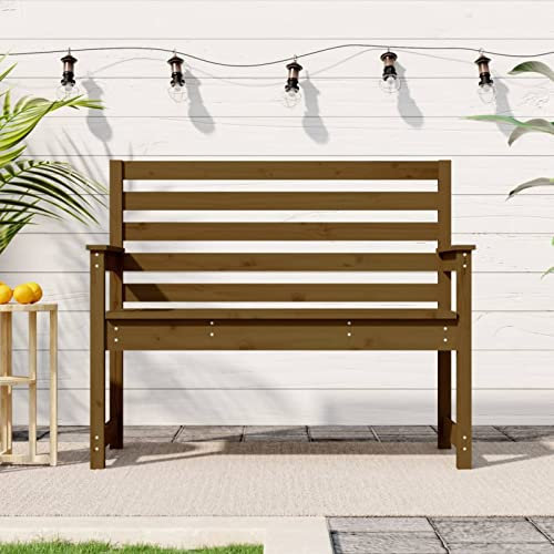 Gecheer Gartenbank Holzbank Sitzbank Gartenbankpark für 2-3 Sitzer,Balkonbank Parkbank Flurbank Terrassenbank für Terrasse,Balkon,Garten Honigbraun 109x48x91,5 cm Massivholz Kiefer