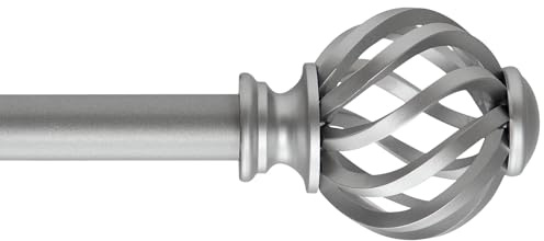Widyana Verstellbare Vorhangstange, Gardinenstange Silber Erstellbare Länge mit Kappenknäufen und Halterungen für Esszimmer, Schlafzimmer, 70-235CM