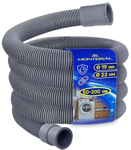 Extensible Tubo Desague Lavadora y Lavavajillas 2m con Diámetro de Entrada de Ø19/22 mm Manguera se Estira de 50 cm a 2 metros - Garantía de 10 Años - MONTERAL