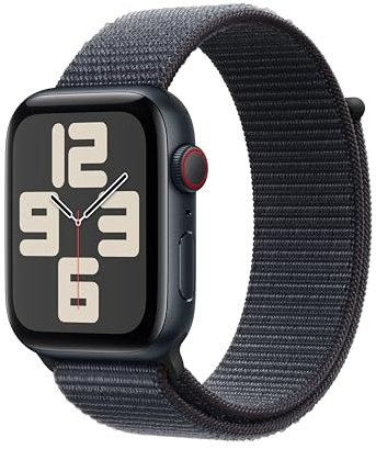 Apple Watch SE de 2.ª generación GPS + Cellular Smartwatch con Caja de Aluminio en Medianoche de 44 mm y Correa Loop Deportiva Tinta. Monitores de entreno y sueño y Neutro en Carbono