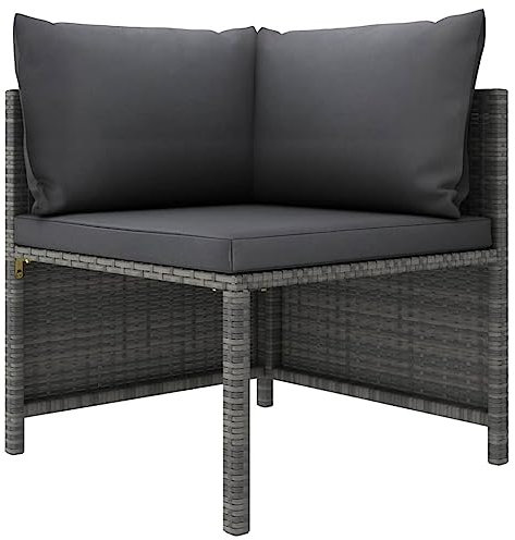 TJROO Terrassenmöbel, 4-teilig, Gartenmöbel-Set, Terrassenmöbel mit Anthrazit, Kissen für den Außenbereich, modulares Design für Terrasse, Loungeset aus Polyrattan