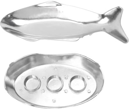 Jwthee Grill- und Servierpfanne aus Gusseisen für Fische, Grilltablett, Grillpfanne mit Fisch-Servierplatte, Grillpfanne in Fischform, Camping-Bratpfanne in Fischform, Servierplatte mit (L)