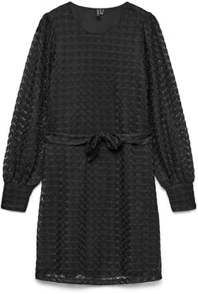 VERO MODA Vmbecca LS O-Neck Dress Jrs Noos, Nero, XL