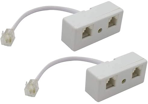 Zguziji Confezione da 2 splitter telefonici bidirezionali, da maschio a 2 femmina, cavo convertitore RJ11 6P4C, adattatore e separatore per telefono fisso