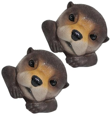 YARNOW 2stücke Teiliges Schwimmendes Fischotter-Kopf Ornament Aus Kunstharz Wetterfeste Teichdekoration Für Garten Innen Außenbereich Vielseitige Tier-skulptur Als Pool Brunnen-deko