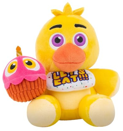Five Nights at Freddy’s FNF0088 - Classic Chica Plüschfigur - 20 cm - mit superweichem Material und Augen, die im Dunkeln leuchten - offizielle Jazwares Plüschfigur