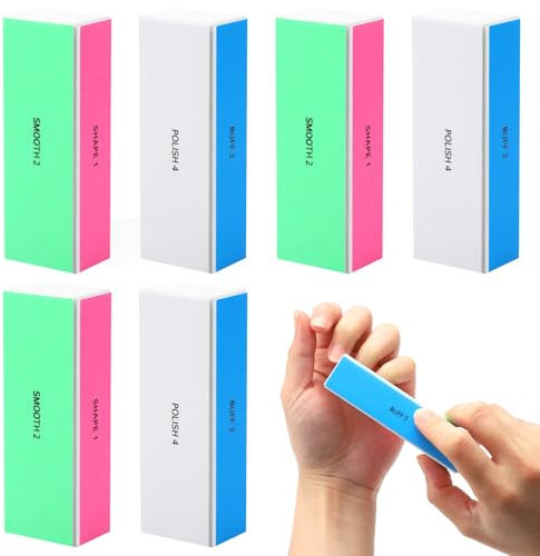 APOMOONS 6 Stück Nagelfeile Nagelpolierer für Naturnägel Polierblock für Nägel 4-Stufig, Polierfeile Fingernägel Nagelfeilen Block Professionelle Polierer zum Formen, Glätten und Polieren von Nägeln