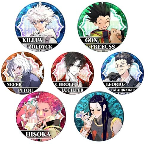 7 HunterxHunter Abzeichen 58mm Anime Figur Action Figures Brosche Characters Badge Pin Cool Tasche Pins Set