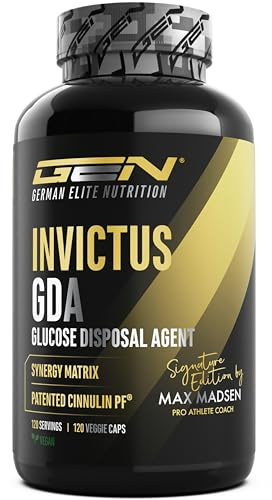 GEN GERMAN ELITE NUTRITION Invictus G.D.A - 120 Cápsulas - Vegano | Complejo de Berberina con Materia Prima de Marca Cinnulin PF® y Ácido Na-R-Alfa-Lipoico - Glucose Disposal Agent (GDA)