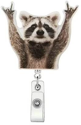 Ausweishalter Ausziehbar, Nurse Badge Reel, Ausweishalter Krankenschwester, Cute Retractable Badge Holder, Badge Holder with Alligator Clip, for Doctors Teachers and Students (Waschbär)