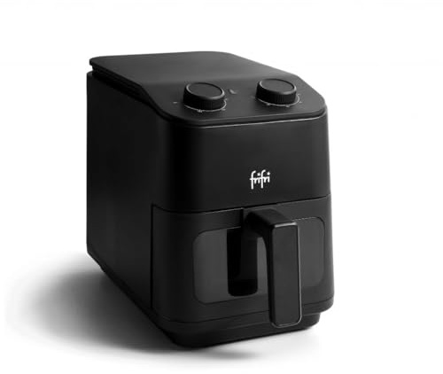 frifri Airfryer Slim 5L - Technologie Cyclonique Airflow, 1700W, Température réglable, Minuterie 60 min, Panier en Céramique, Fenêtre de Visualisation - Noir