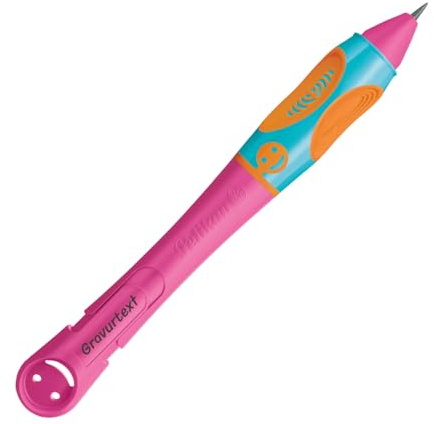 Pelikan griffix® Bleistift für Linkshänder, Lovely Pink, mit Laser-Gravur, Ergonomisches Schreiblernsystem