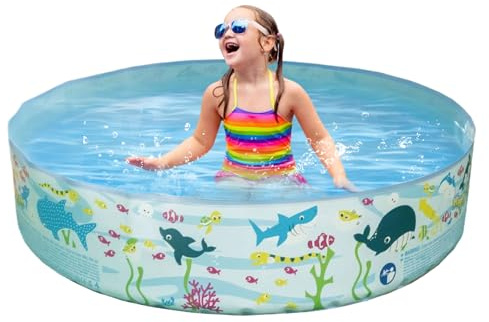 Biniveil Piscina para Niños - Piscina Infantil Pequeña | Bañera De Resistente con Diseño De Animales para Jardín Vacaciones Juegos En El Patio Trasero