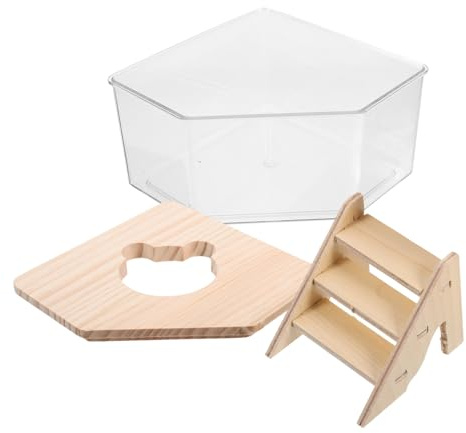 Gatuida Transparent Hamster Sand Bath Box with Ramp Dual Use Small Animal Toilet and Bath Tub Scratch Resistant Sandbox for Hamsters and Guinea Pigs Easy Clean Pet Bathroom Container