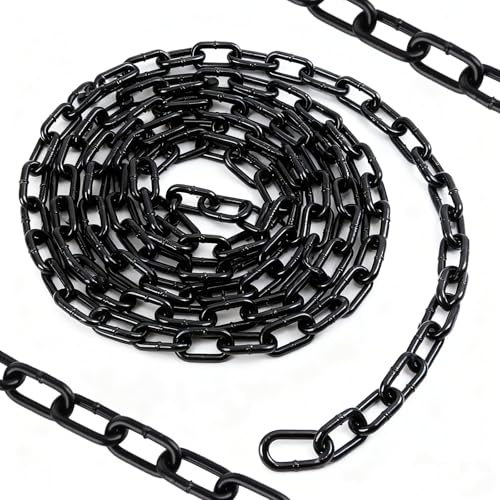 Kette Schwarz 6m 3mm, Sicherheitskette zum Aufhängen von Zäunen, Schaukelkette, Kette Hängesessel, Lampenkette, Hundekette, Schwenkkette, Trocknen der Wäschekette Verzinkte Eisenkette