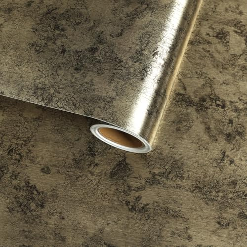 VaryFloral Tapete Gold Möbelfolie Selbstklebend 30cmx300cm Metallisch Klebefolie Möbel Champagner Selbstklebende Folie Rustikal Strukturiert Abwaschbare Tapete Vintage Folie für Möbel Schränke