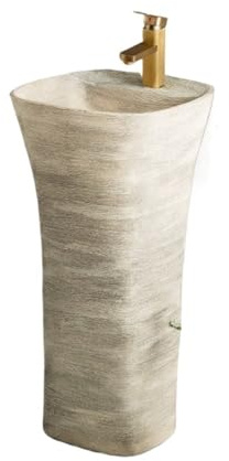 Lavandino su piedistallo Lavandino con piedistallo in ceramica, kit di scarico e rubinetto, lavabo monoblocco Courtyard