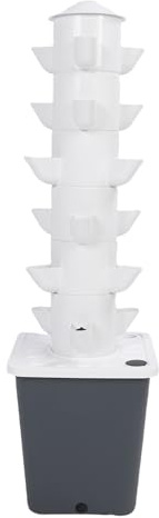 HELEVIA Système de Culture Hydroponique Verticale, Tour Hydroponique à 18 Trous avec Réservoir D'eau de 10 L pour la Maison, Jardinage Intérieur Peu Encombrant (Prise UE)