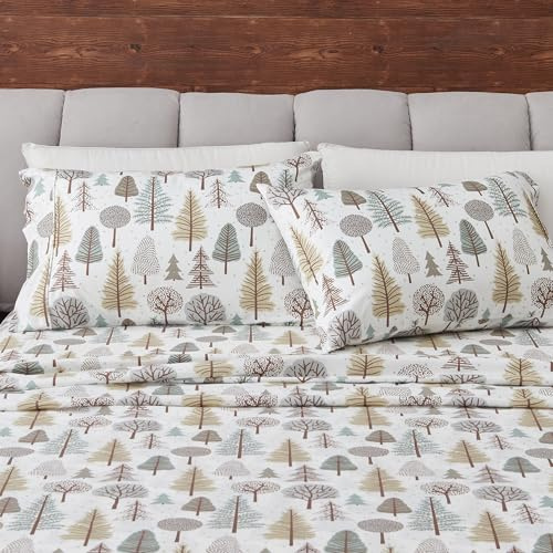 Great Bay Home Queen Size Microfiber Sheet Set - 4-Piece Lodge Bed Sheets - Ultra-Soft and Smooth Brushed Microfiber Woodland Decor Bedding (Forest Trail)