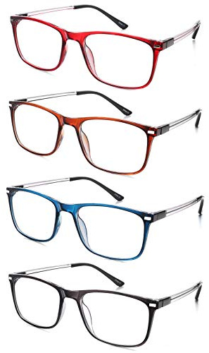 EFE Lot de 4 lunettes de lecture unisexes légères et confortables avec charnières à ressort et étui pour homme et femme, Style A Lot de 4 Multicolore, +2.5 Magnification (Pack of 1)