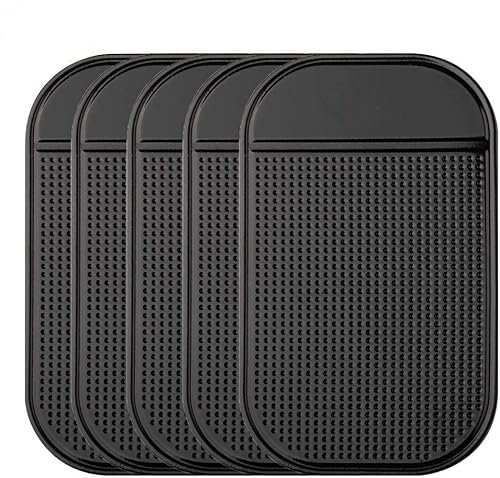 Bysameyee Tappetino Antiscivolo per Auto, Pacco da 5 Pezzi Antiscivolo per Dash Pad Extra-Spesso appiccicoso per rilevatore Radar, Telefono Cellulare, Chiavi, Vetro, specchi, Metallo, GPS, Monete