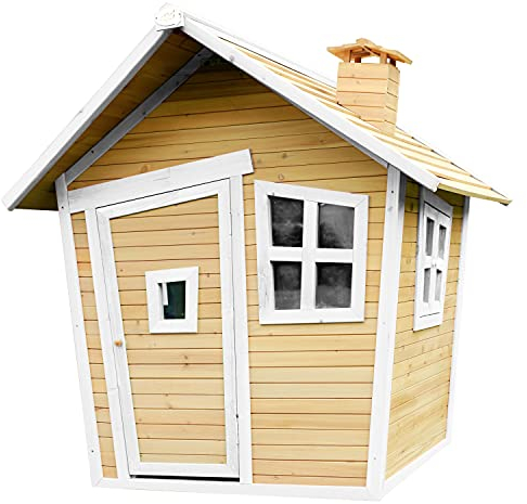 Axi Alice Maison Enfant en Bois Fsc | Maison De Jeux pour L'Extérieur/Jardin en Marron & Blanc | Maisonnette/Cabane De Jeu avec des Fenêtres