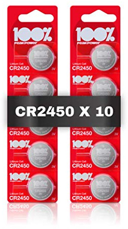 100PP CR2450 Batteries 3V Lithium 10 Pack | Key Fobs & Remotes