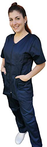 Arbeitskleidung für Damen, Sanitär, mit Reißverschluss, Kasack und Hose, dunkelblau, S