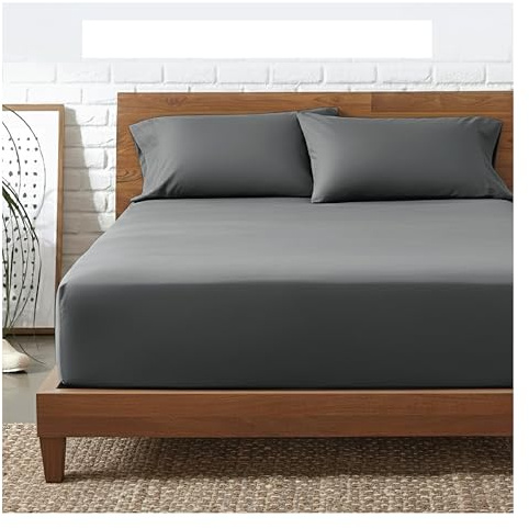 Funky Gadgets Sábanas bajeras profundas para cama doble, 100% algodón egipcio, sábana bajera ajustable de bolsillo profundo de 30 cm, sábanas de cama doble, juego de ropa de cama teñido liso sin
