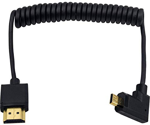 Duttek Cable Micro HDMI a HDMI Estándar, en Espiral, Extremo Delgado, Ángulo Izquierdo, para 1080P, 4K, Ultra HD, 3D (1,2 m)