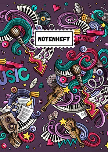 Notenheft Cartoon Design für Kompositionen - Blanko Notenblock - Musikheft für die Schule oder Musikunterricht: 100 Seiten leeres Notenpapier | großes A4 Format | ideal für Schüler und Studenten