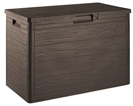 Toomax Baule Multibox Woody's 160L portattrezzi per Esterni, Effetto Legno, Dim. cm 77,5x44,5x52,7h, Art.186, colore marrone